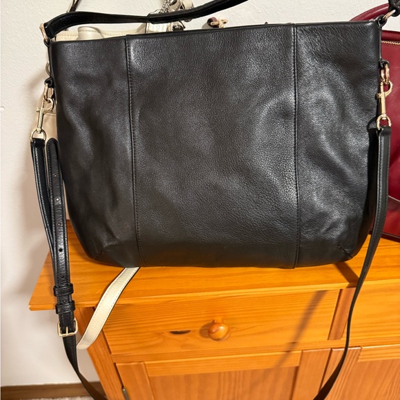 Coach Black Leather Shoulder Bag with Gold Accents - Picture 2 of 5
